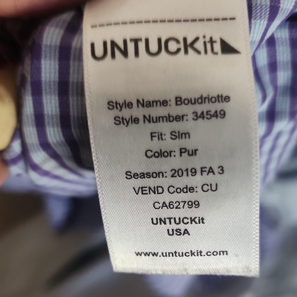 UNTUCKit Boundriotte Slim Fit Purple Checkered Button Down Shirt - Picture 10 of 13